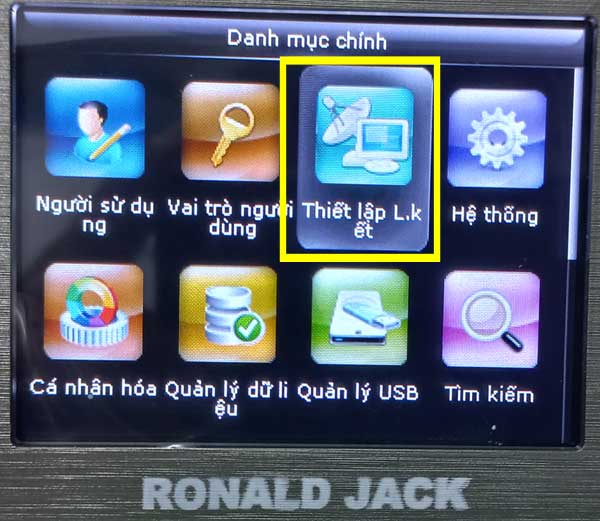 Thiết lập liên kết trên máy chấm công vân tay 